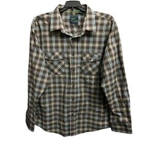 Nono Maldonado XXL Shirt Sporty Brown Blue Plaid Single Needle Tailoring Pockets